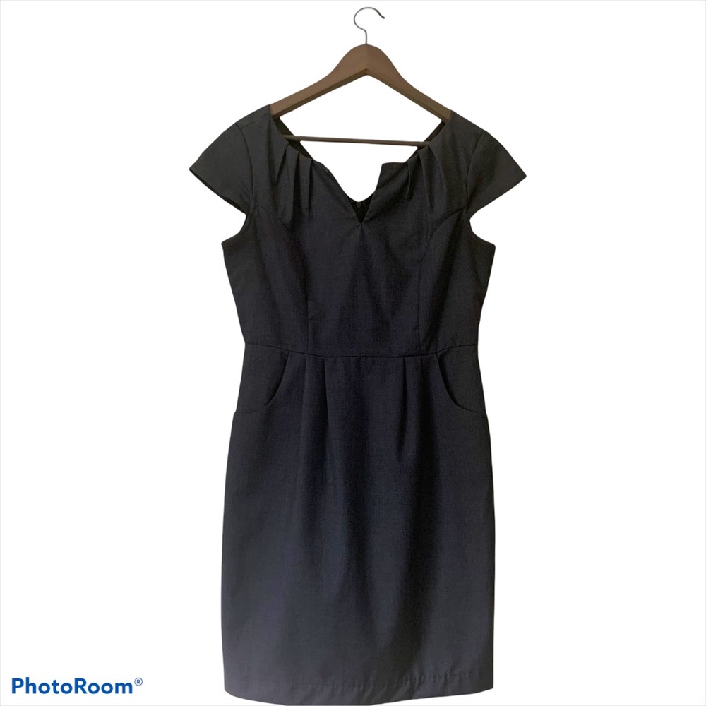 Forever 21 dark grey v neck work dress SZ L